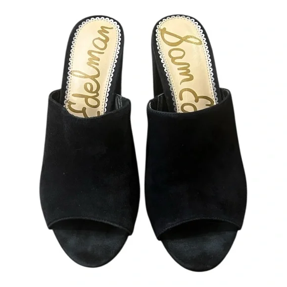 Sam Edelman Women's Orlie Suede Open-Toe Block-Heel Mules Black Size 8.5 - Picture 8 of 12